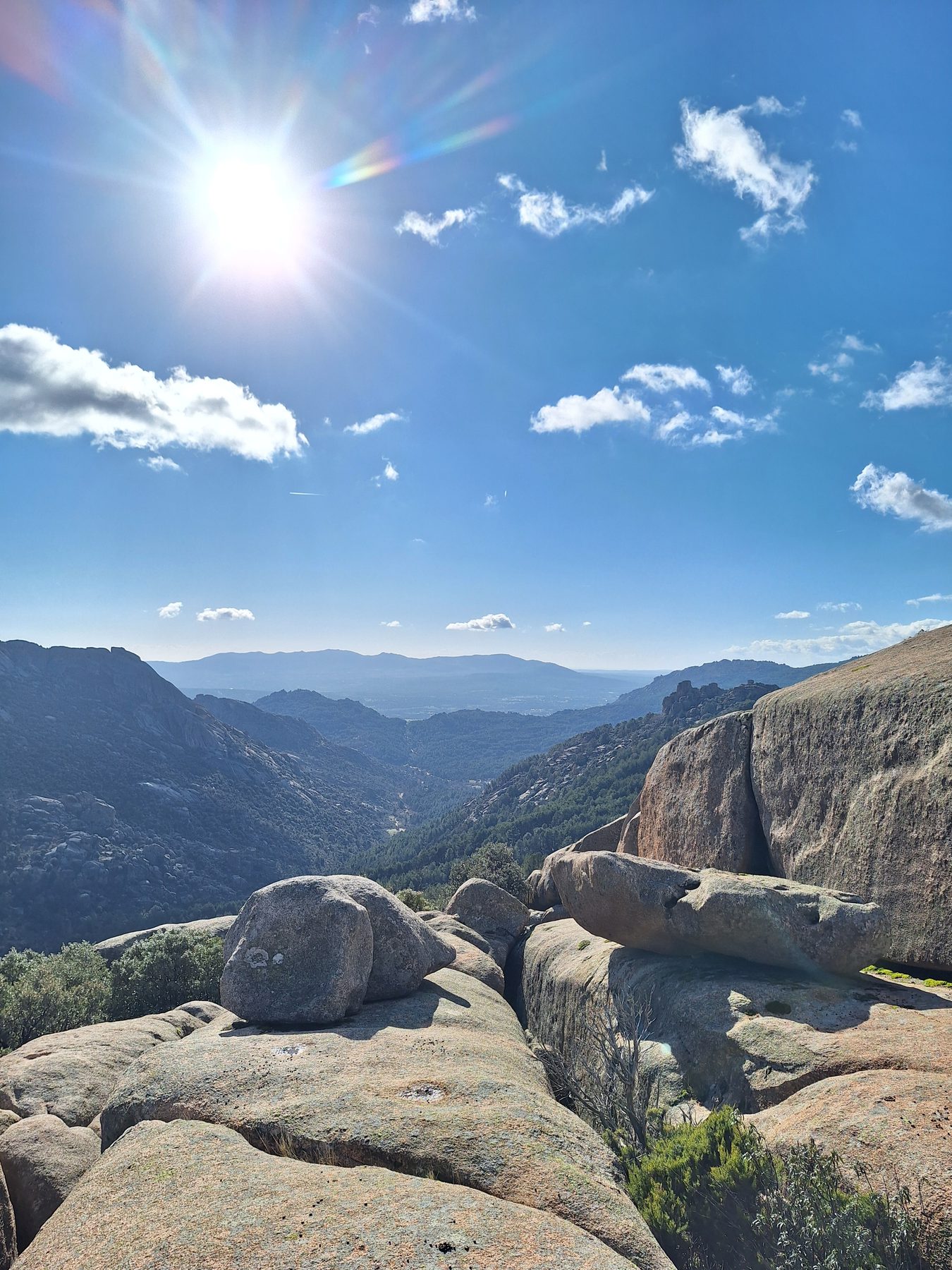 Granite boulders above a valley in the Sierra de Guadarrama outside Madrid