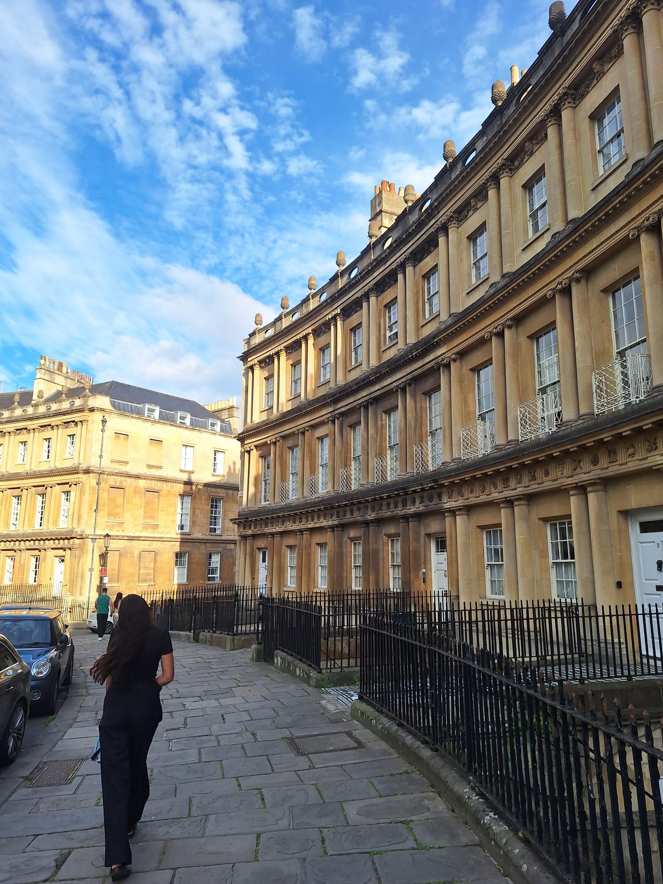 The curving Georgian terrace of The Circus in honey-coloured stone, Bath