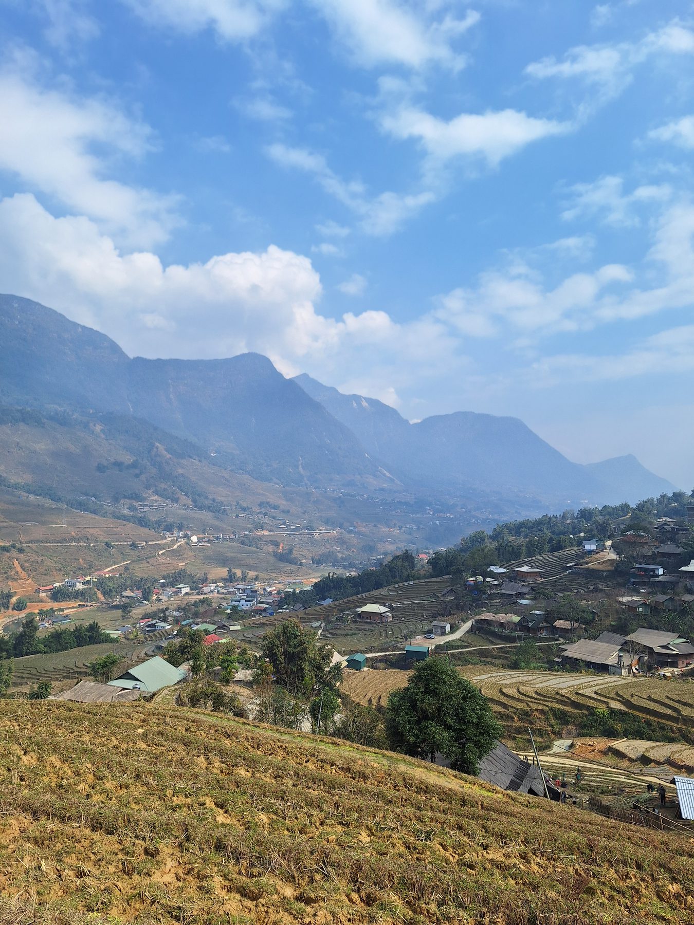 Terraced fields descending into a valley near Sapa, northern Vietnam